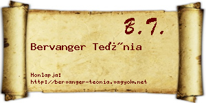 Bervanger Teónia névjegykártya